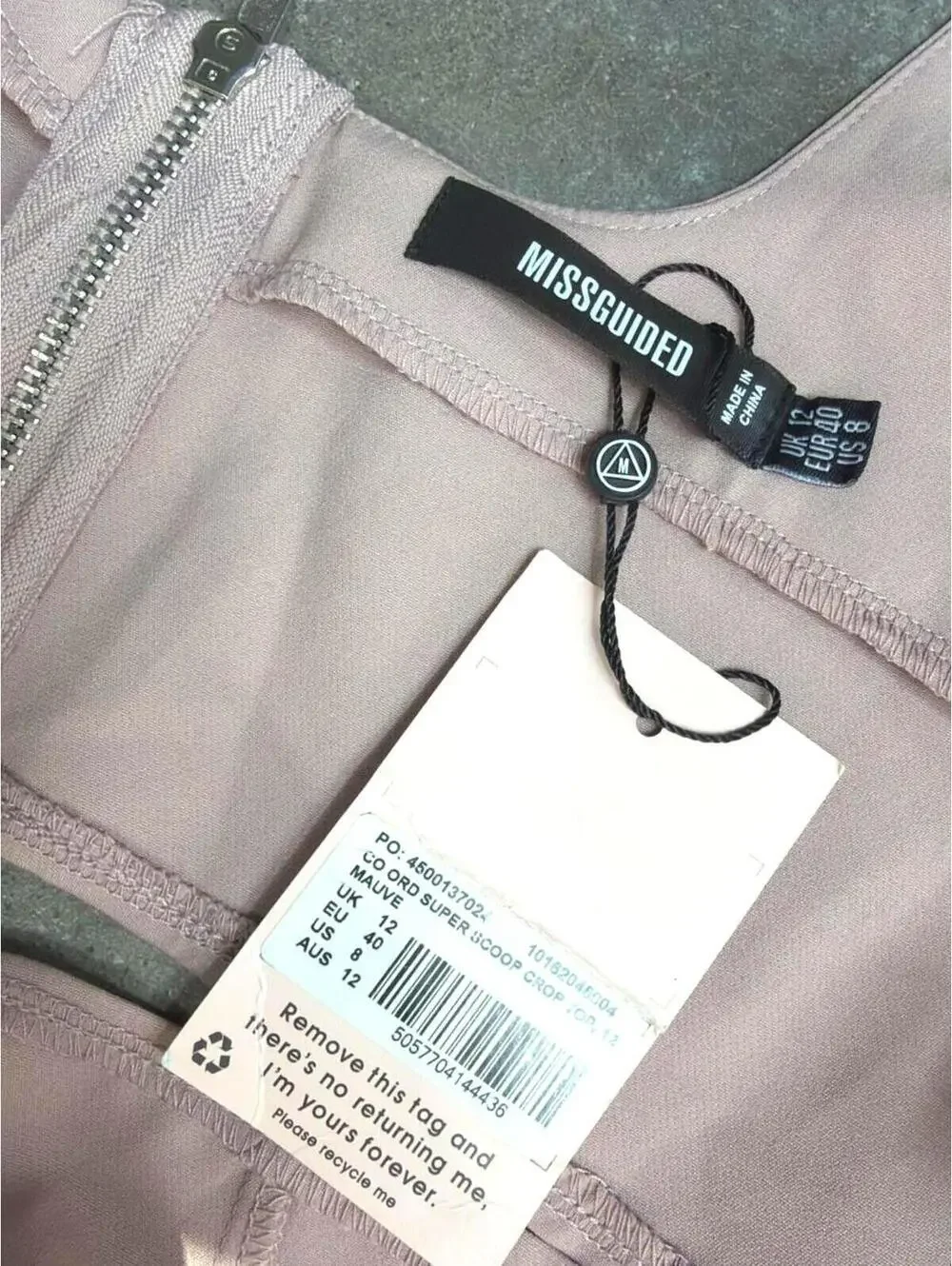 MISGUIDED Taupe Crop Top NWT Minimalist Y2K Bralette Tank - Picture 5 of 5